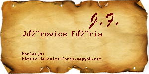 Járovics Fóris névjegykártya